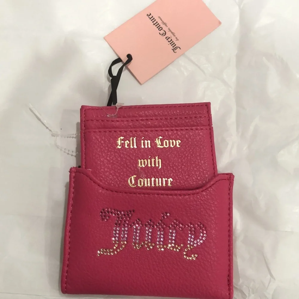 Juicy Couture pink flash breaking the rules bifold wallet with pullout card case